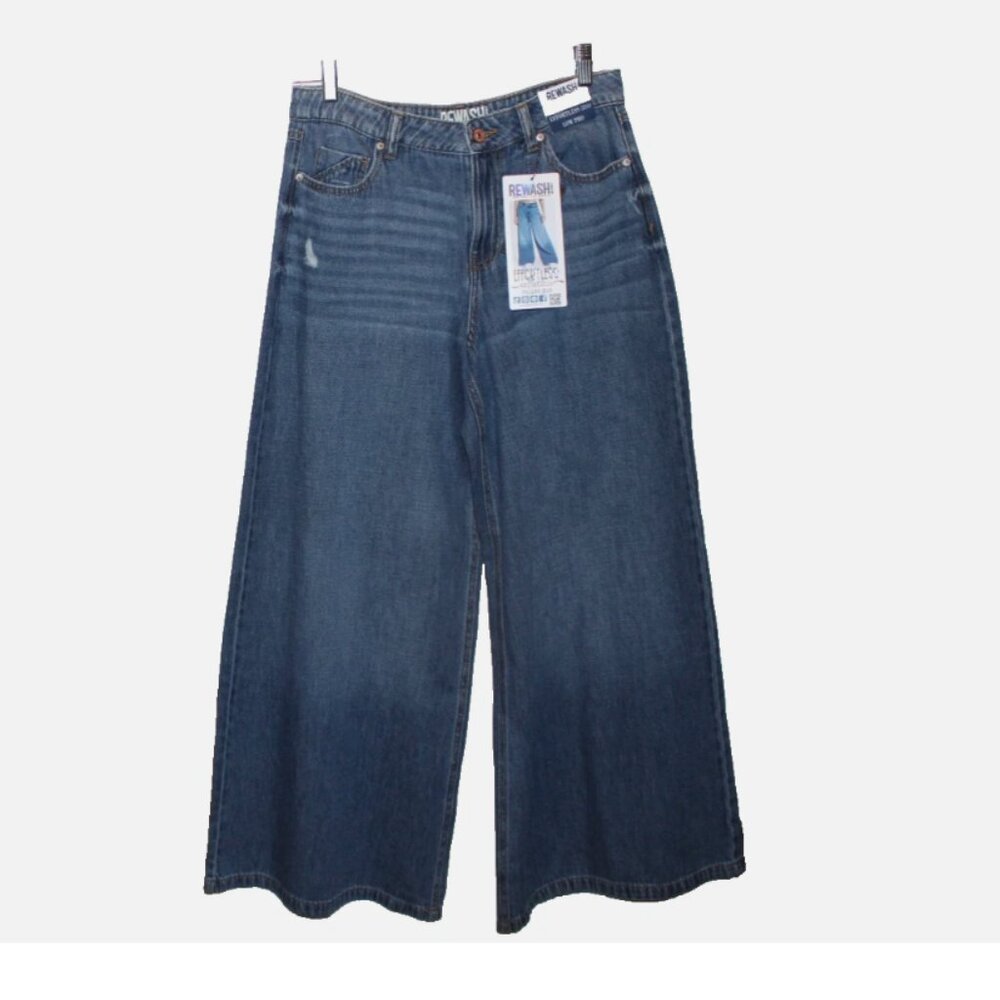 Palazzo Jeans Sz 7 28 All Cotton Wide Leg Denim Pants Rewash Brand NWT